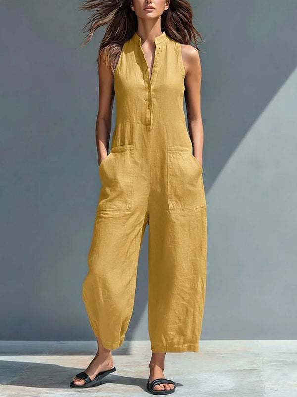 Everyday Faux Linen Relaxed Jumpsuit