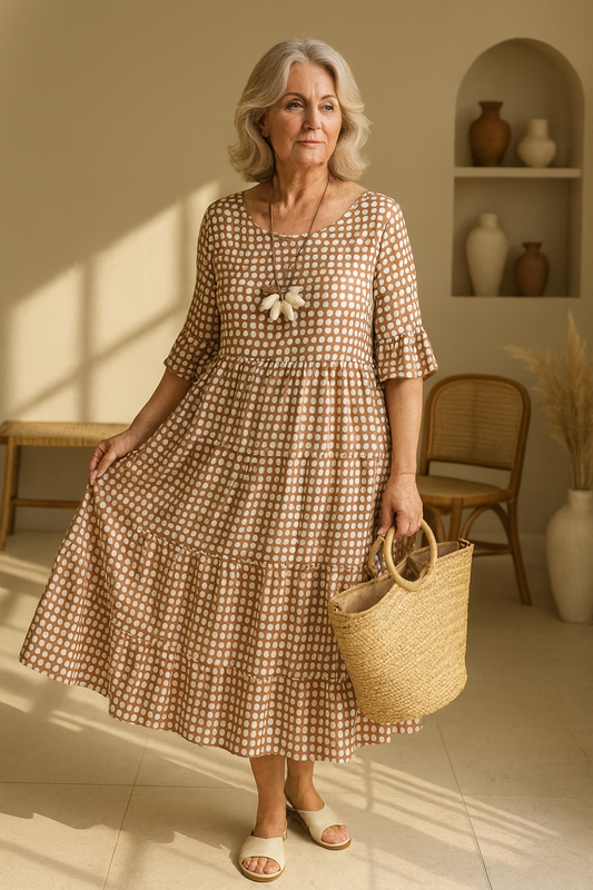 Stylish Print Dress with Sleeves