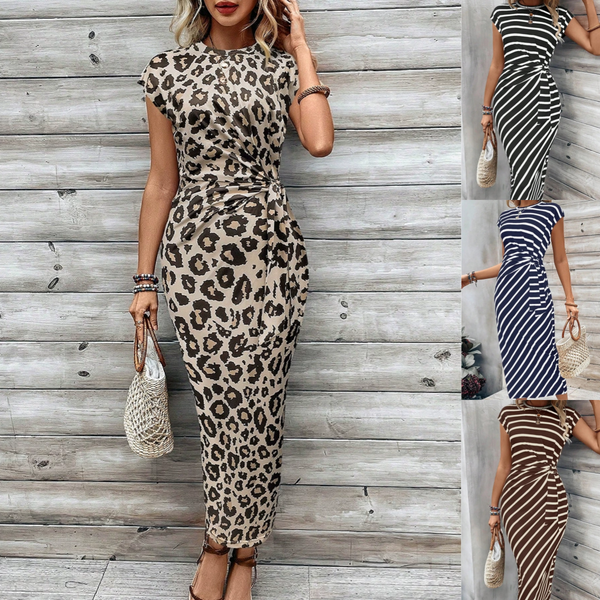 Knot Curve Leopard Maxi Dress