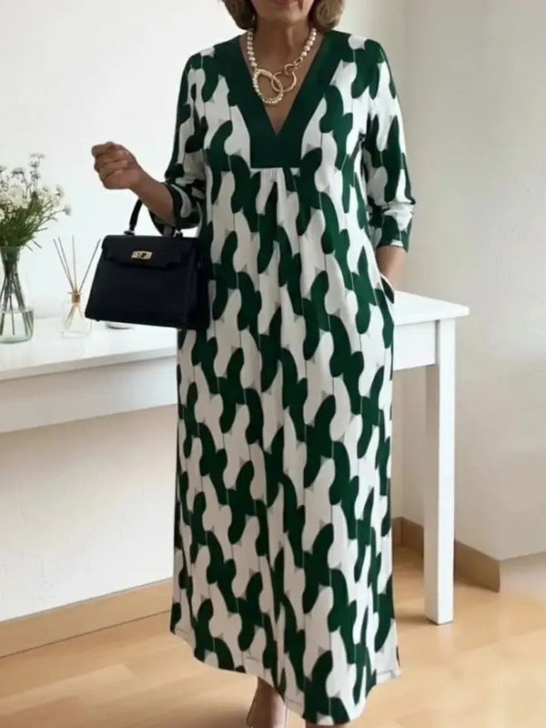 Art Block V Neck Midi Dress
