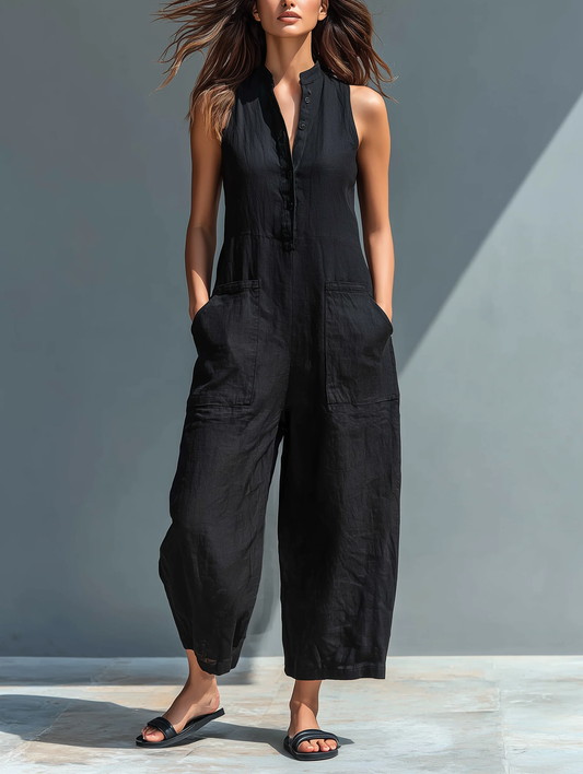 Everyday Faux Linen Relaxed Jumpsuit