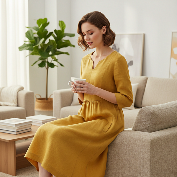 Everyday V-Neck Midi Pocket Dress