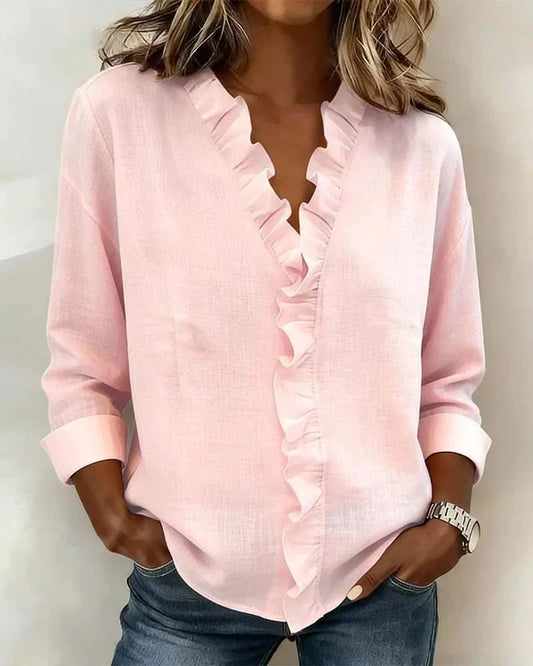 Indie Ruffled V-Neck Everyday Blouse